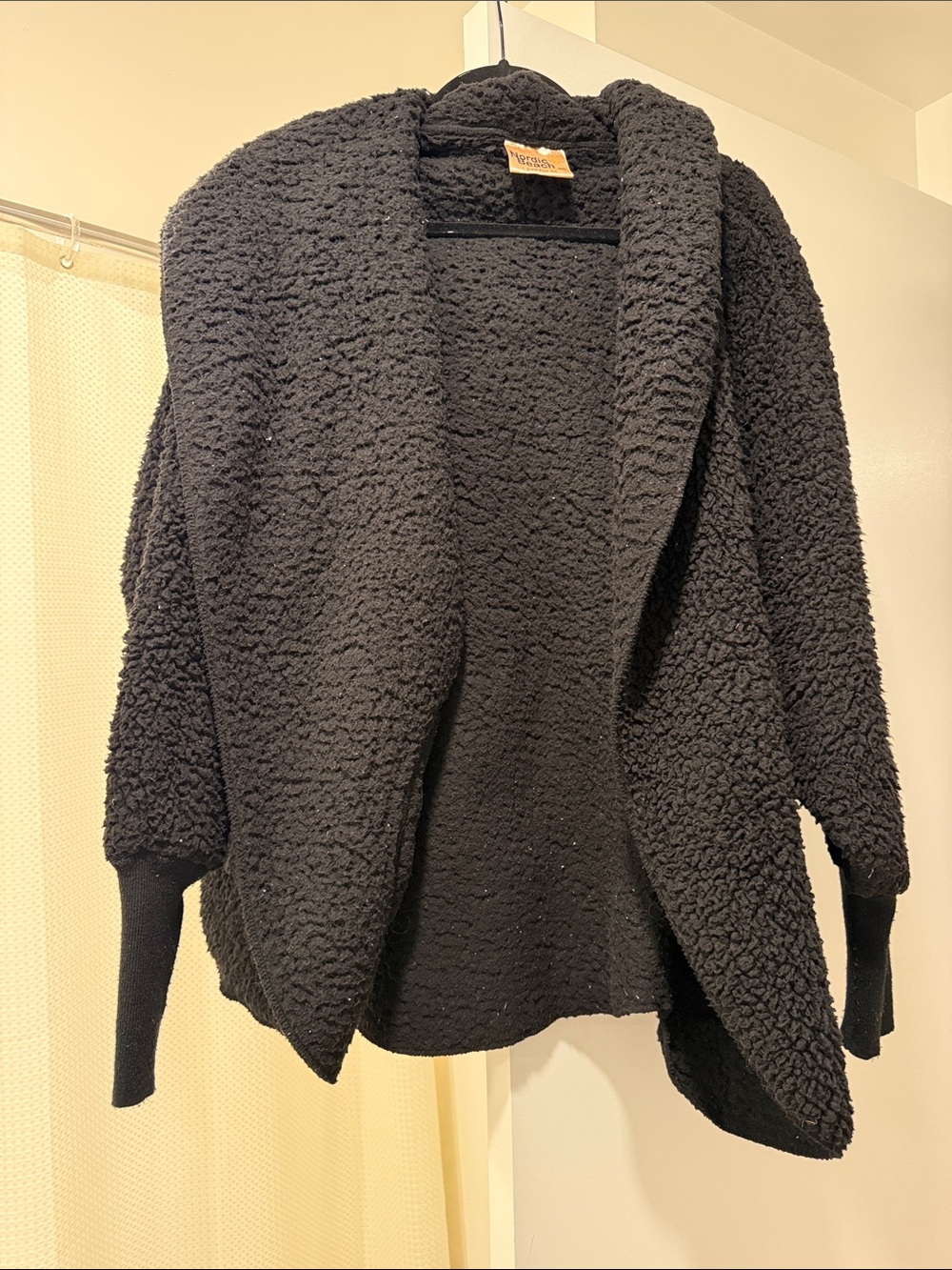 Cozy Black Sherpa Open-Front Women’s Cardigan